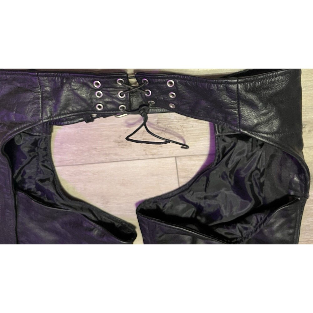 Men's Leather Riding Chaps by Silver Bike Size L Biker Wear - Picture 7 of 10